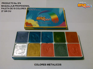 PALETA DE 10 COLORES METALICOS, 27 GR C/U